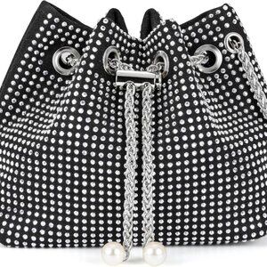 Women Glitter Pearl Crossbody Clutch Bag Mini Evening Prom Party Purse